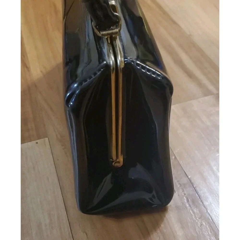 Vintage Dover Black Patent Vinyl Handbag Purse USA Made MCM